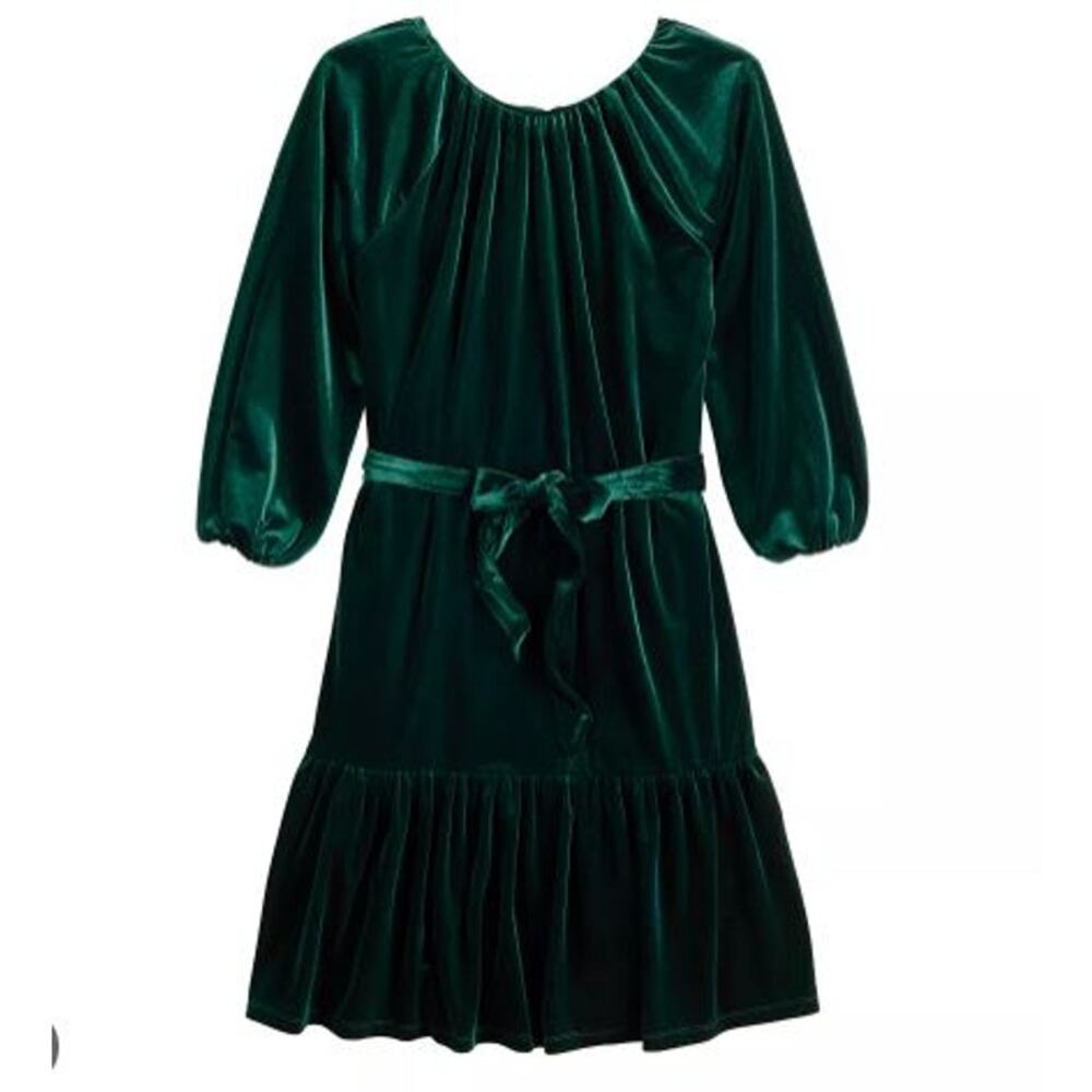 Draper James Dress 1X Green Velvet Skater Babydoll Belted Christmas Party New